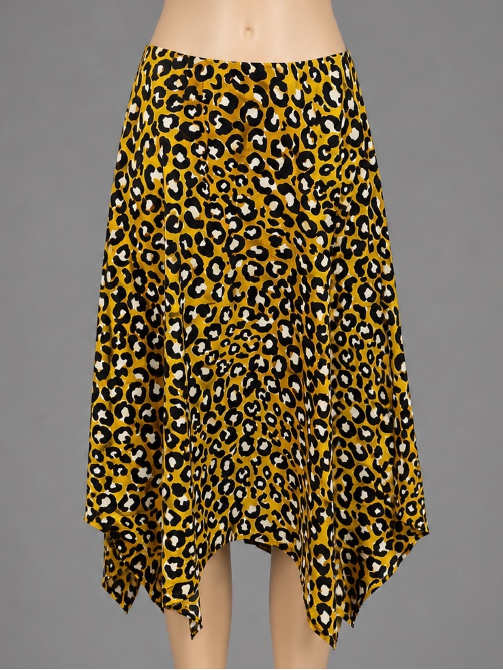 Super cute, asymmetrical animal, print yellow brown summer skirt